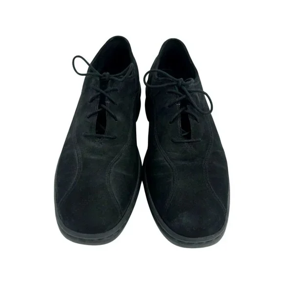 Clarks Oxford Shoes Womens 8.5 M Black Suede Leather - Picture 2 of 9